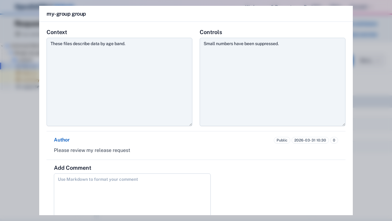 Context, controls and comments modal